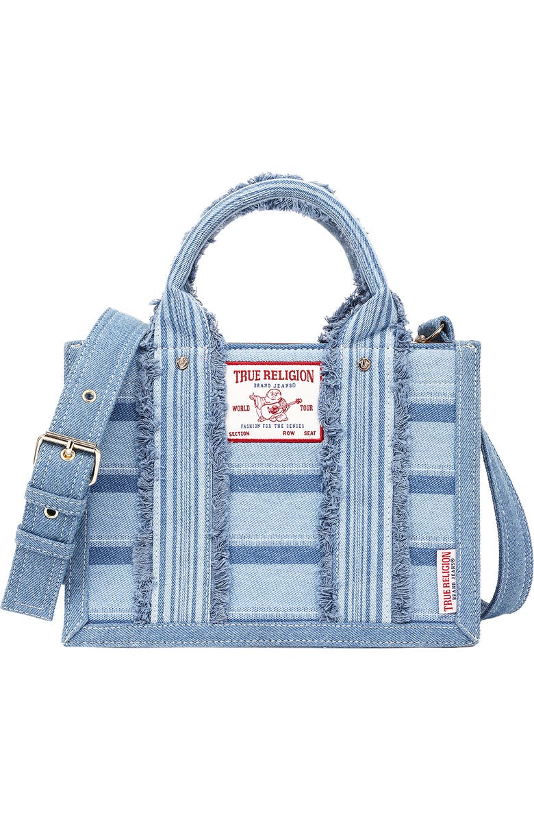 True Religion Multistripe Modern Tote, Main, color, Denim/ Blue