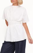 Petal & Pup Carmel Tie Back Cotton Broderie Anglaise Tunic