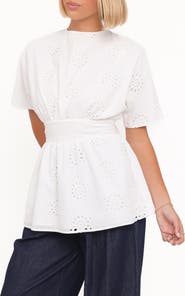 Petal & Pup Carmel Tie Back Cotton Broderie Anglaise Tunic