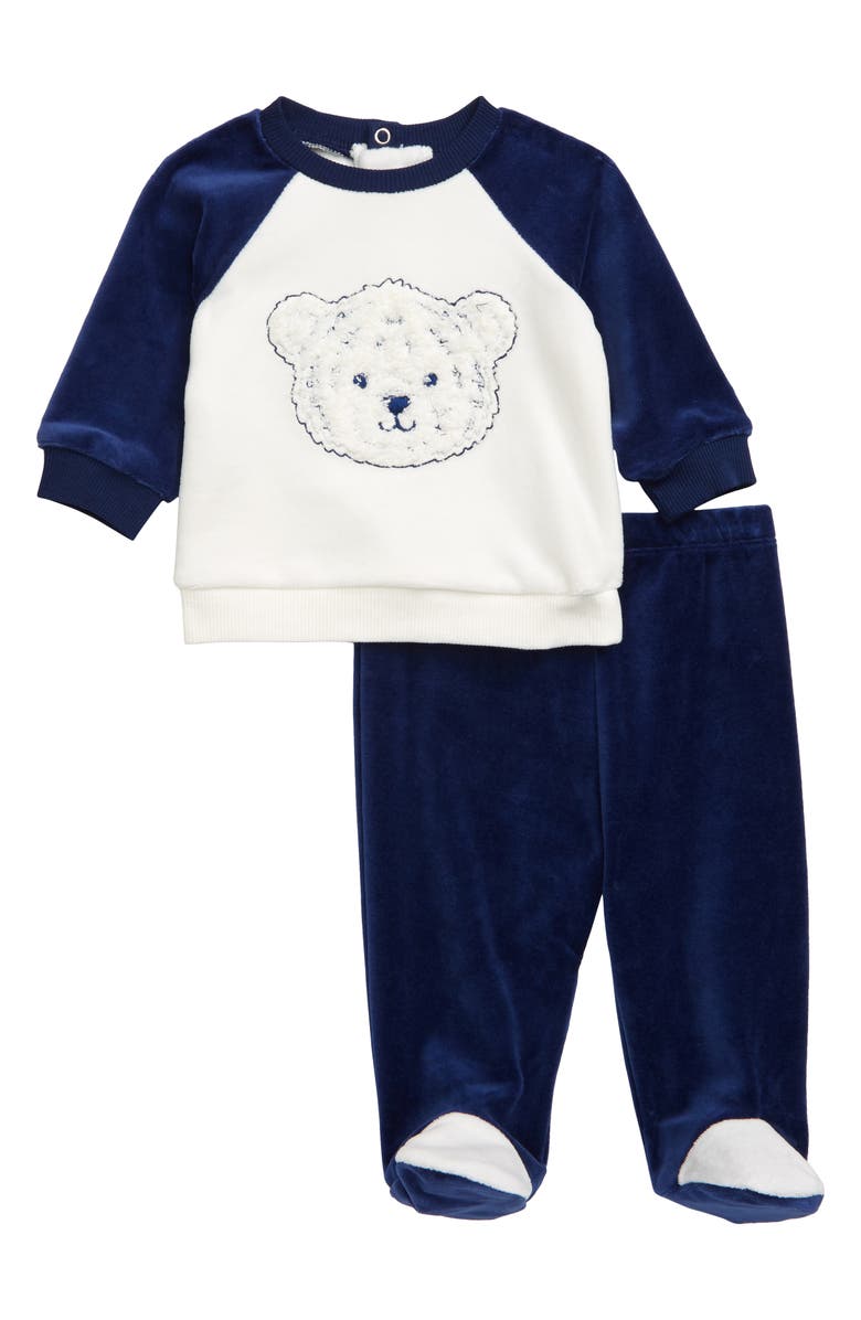 Little Me Tiger Velour Sweatshirt & Footed Pants Set, Main, color,