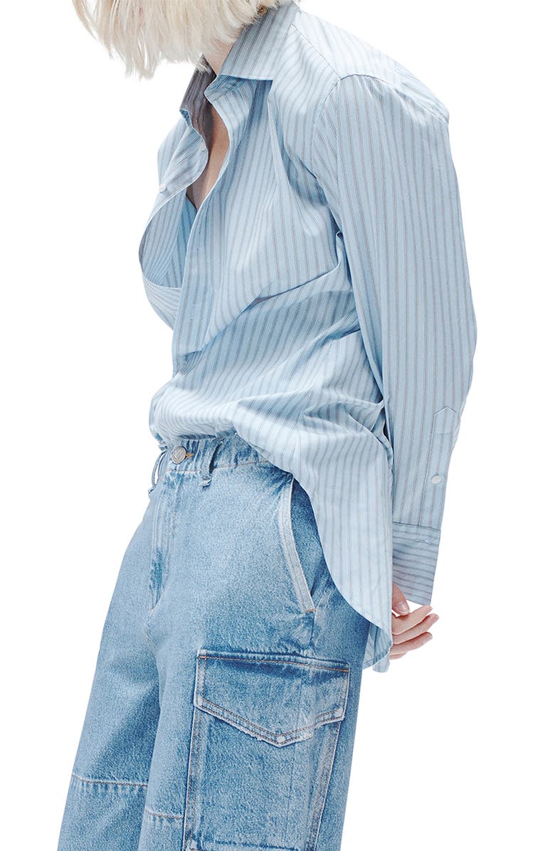 rag & bone Indiana Stripe Poplin Button-Up Shirt, Alternate, color, Coolblustr