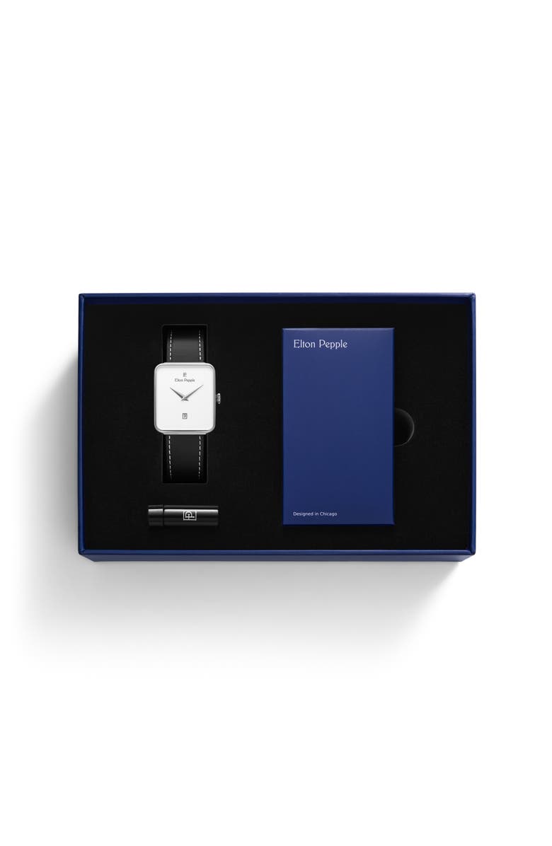 Elton Pepple Men's Classic St. Rivers - Bucktown, 38mm, Alternate, color, Eggshell White/Black/Silver