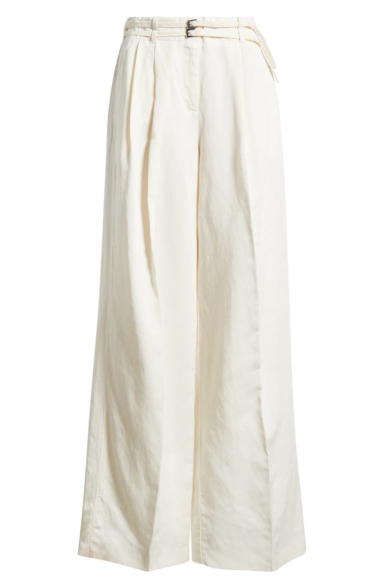 BOSS Taualy Belted Wide Leg Pants, Alternate, color, Soft Cream