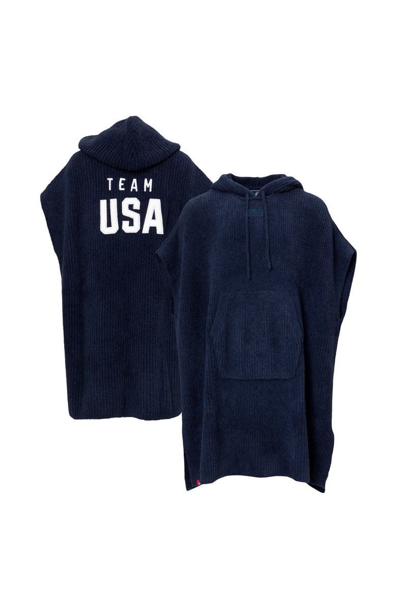 Barefoot Dreams<sup>®</sup> Unisex ALPHA Navy Team USA Barefoot Dreams CozyChic Hooded Rib Cozy, Main, color, Navy