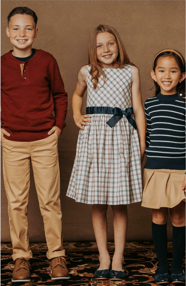 Hope & Henry Girls' Organic Stretch Poplin Sash Dress, Kids, Alternate, color, 