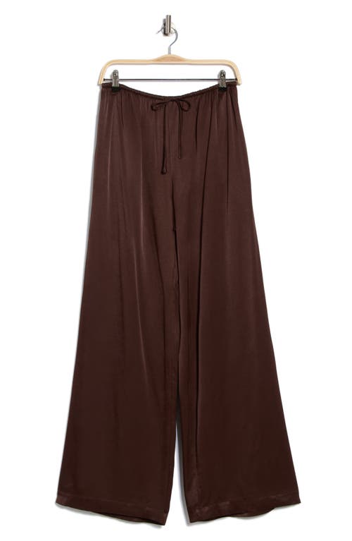 Nordstrom Tie Front Satin Wide Leg Pants In Brown