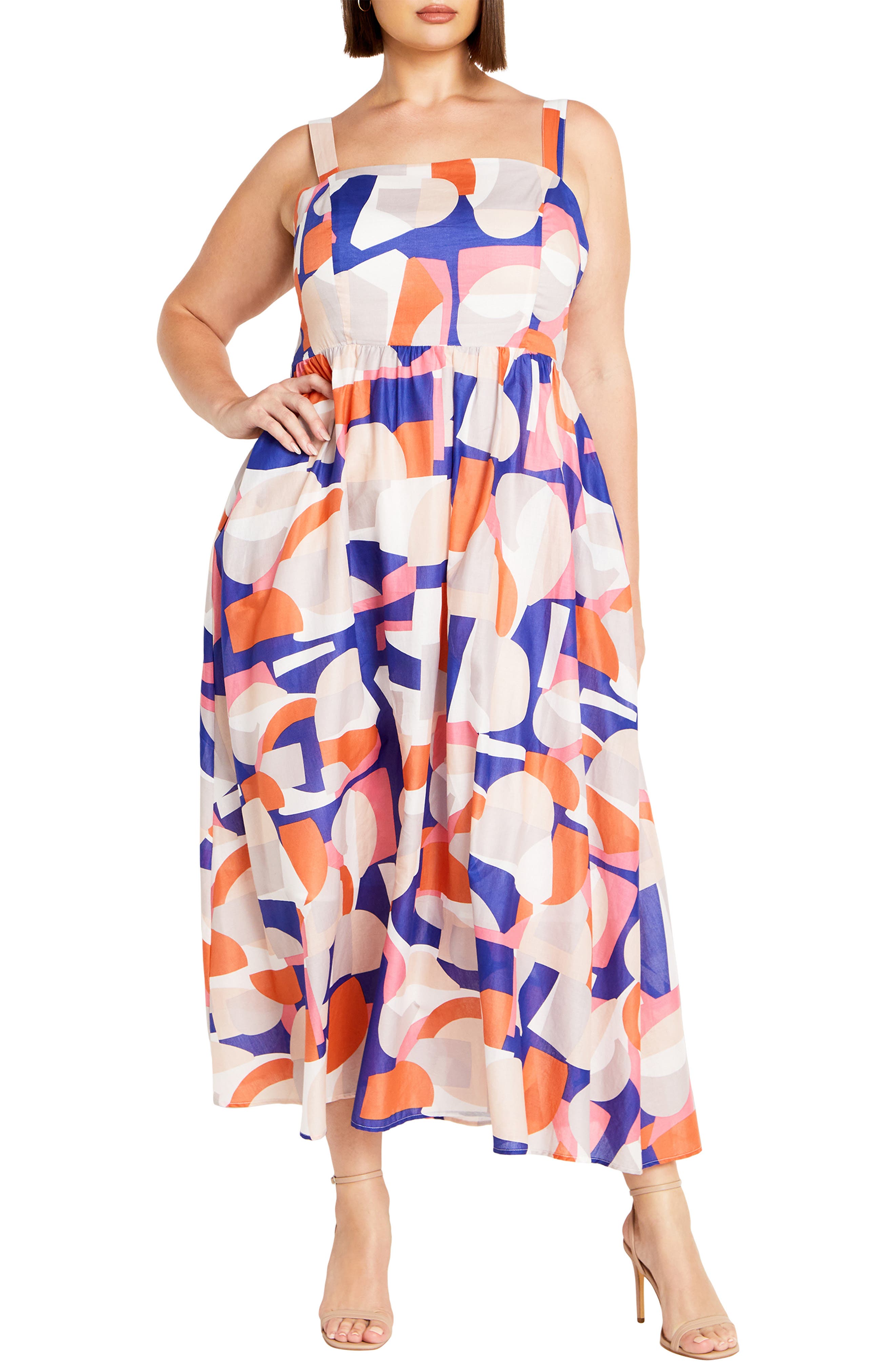 City Chic Callie Geo Print Sleeveless Maxi Sundress