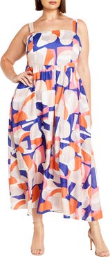 City Chic Callie Geo Print Sleeveless Maxi Sundress
