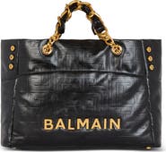 Balmain 1945 Soft crackled leather tote bag