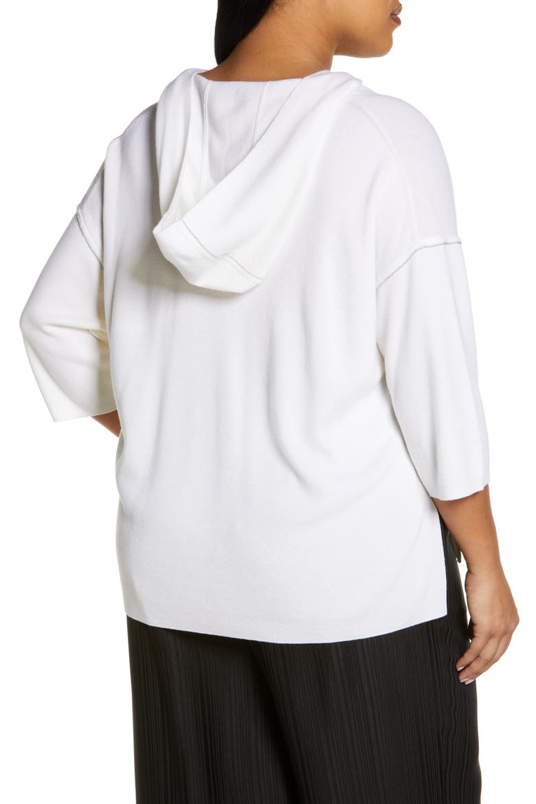 Sequin Detail Cotton & Cashmere Hooded Sweater, Alternate, color, CLOUD