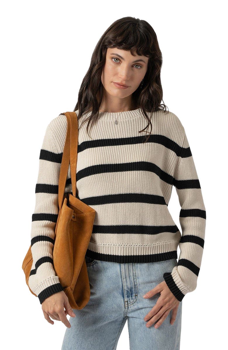 Saint + Sofia Remy Crop Sweater, Alternate, color, Black