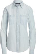 Lauren Ralph Lauren Relaxed Fit Cotton Roll Tab Sleeve Button-Up Shirt