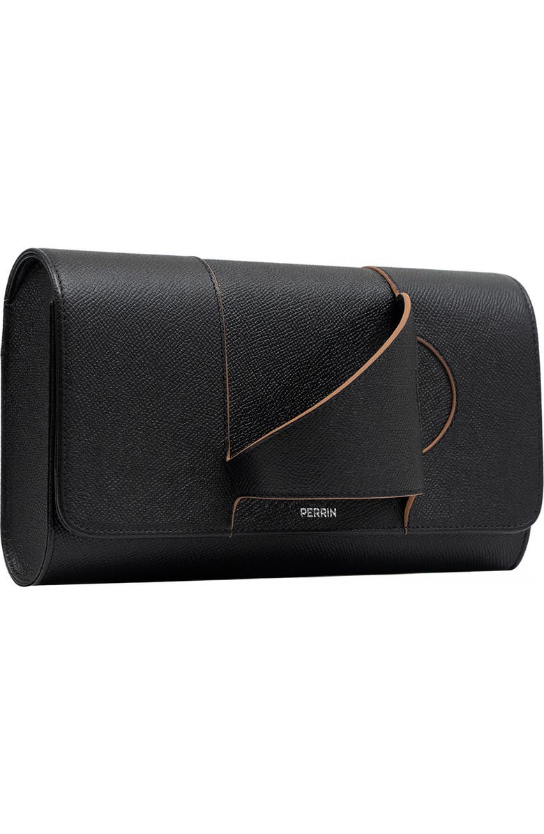 PERRIN PARIS L'Asymetrique Clutch, Alternate, color, Black / Caramel