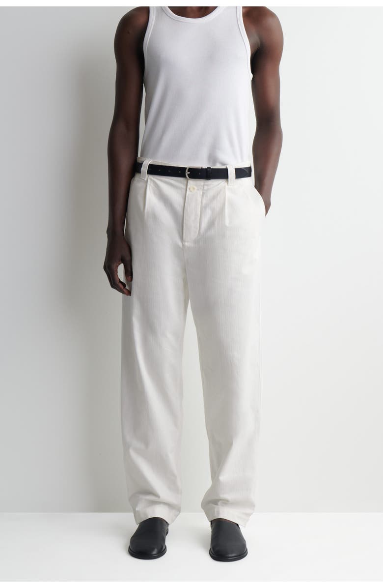 COS Denim-herringbone Relaxed-fit Tapered Trousers, Alternate, color, White