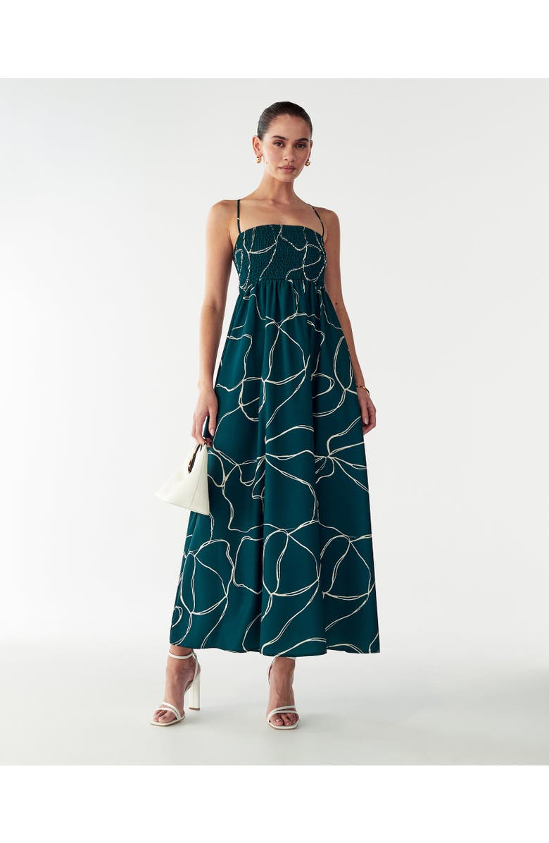 WILLA Acamar Maxi Dress, Main, color, Emerald Scribble