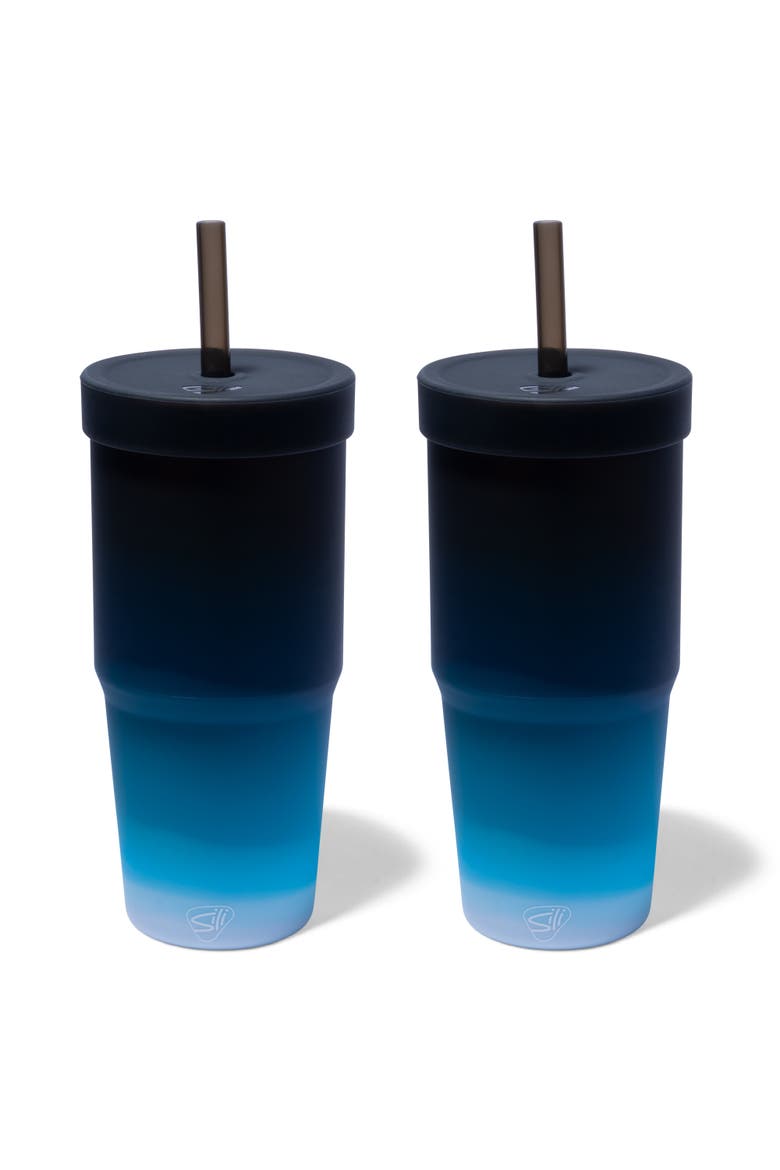 Silicone 32Oz Straw Tumblers 2 Pack, Main, color, Multicolored