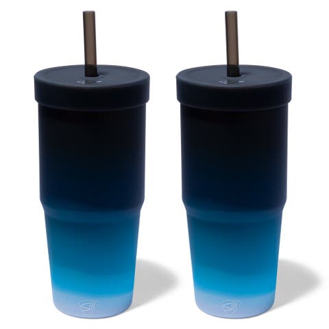 Silicone 32Oz Straw Tumblers 2 Pack