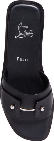 【Christian Louboutin】 Chambelimule leather slides Chambeliss Sandal - Sandals - Calf leather - Black - Men
