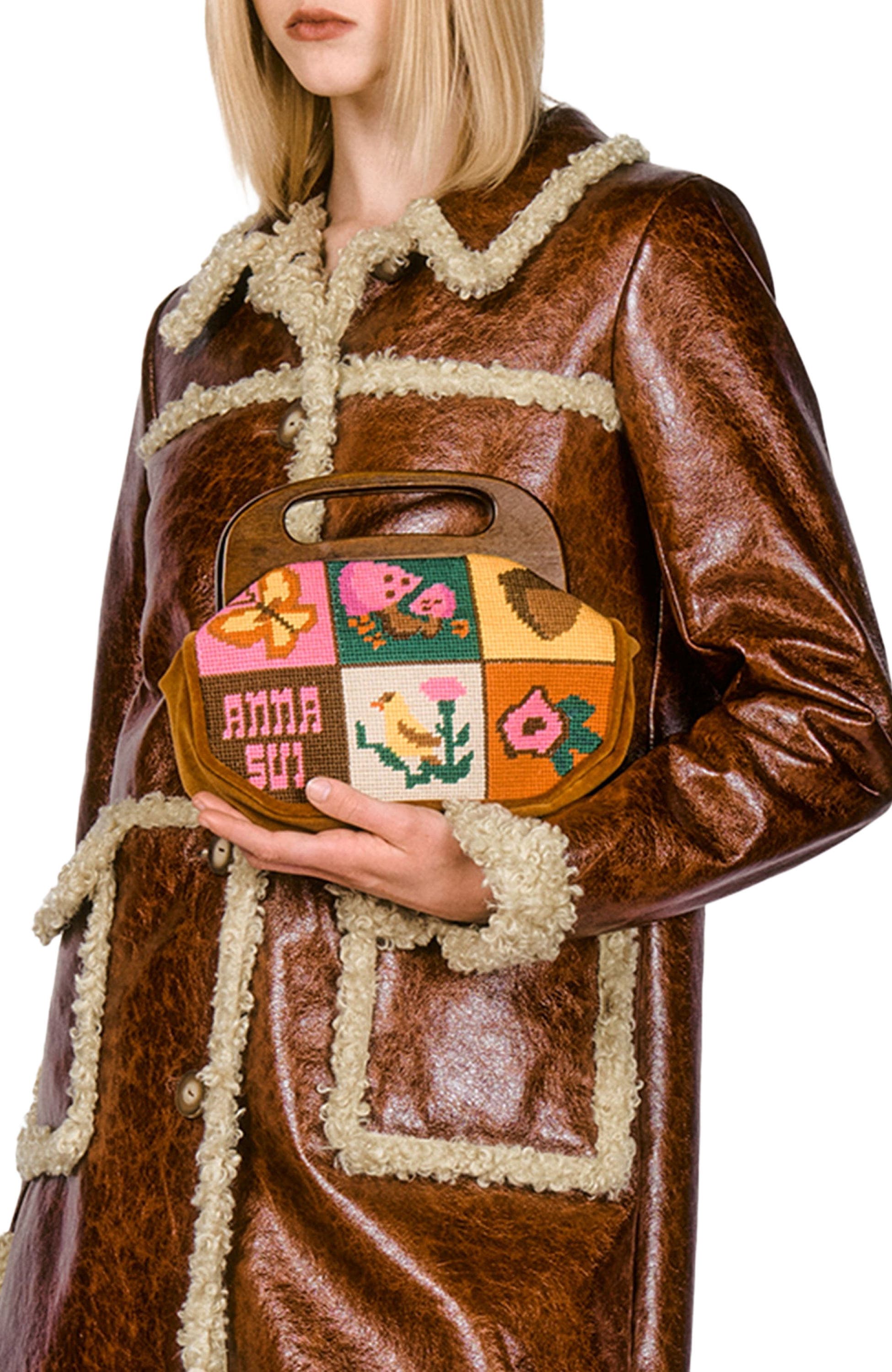 Anna Sui Needlepoint and Velveteen Purse, Alternate, color, 