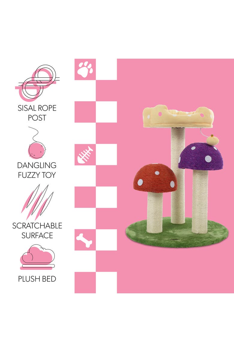Pixie 3-Tier Cottage Sisal Mushroom Cat Tree with Scratching Posts, Alternate, color, Multi