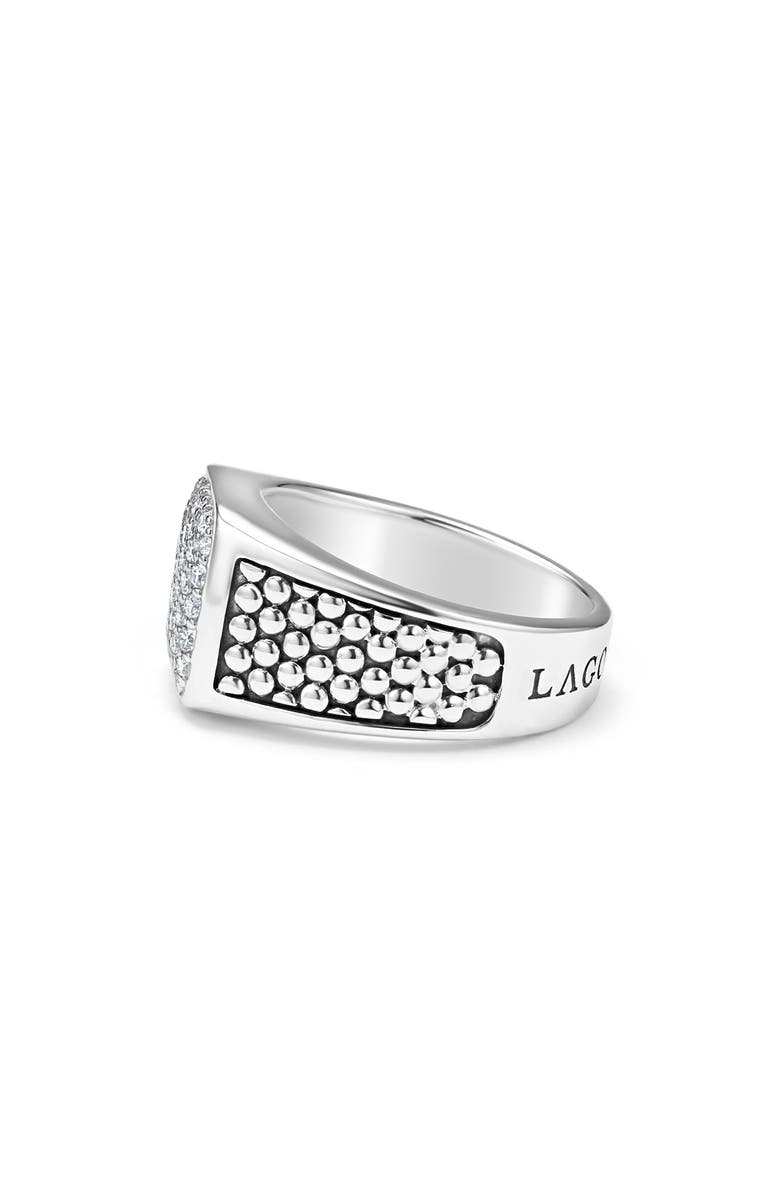 LAGOS Anthem Pavé Diamond Signet Ring, Alternate, color, Silver