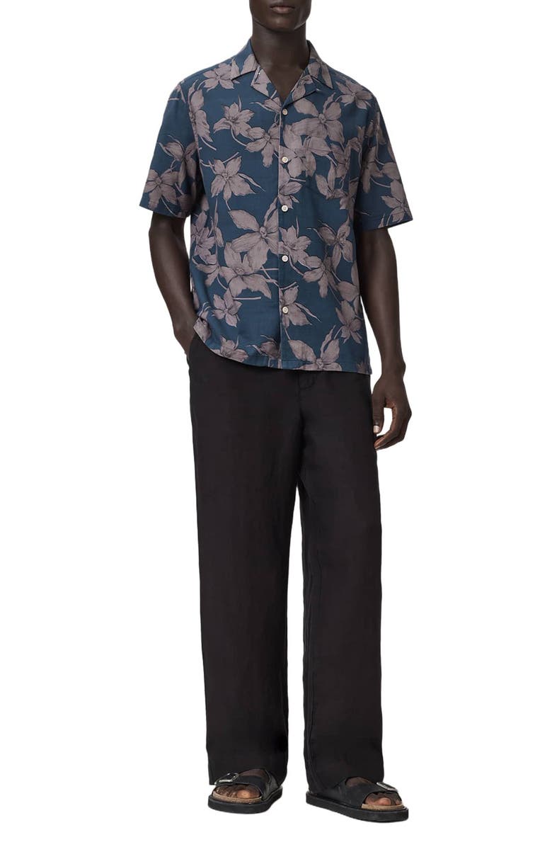 AllSaints Parterre Print Button-Up, Alternate, color, Bay Blue