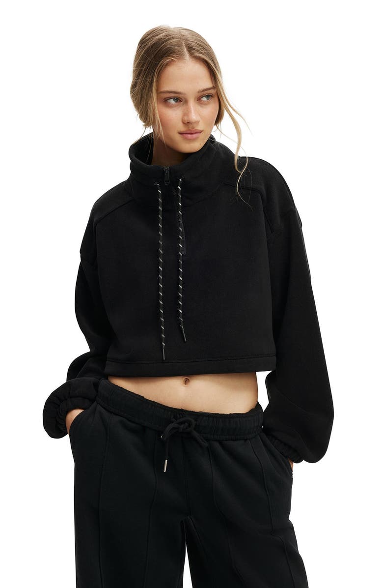 COTTON ON BODY Women's Active Explorer Polar Fleece Half Zip Jumper, Main, color, Black