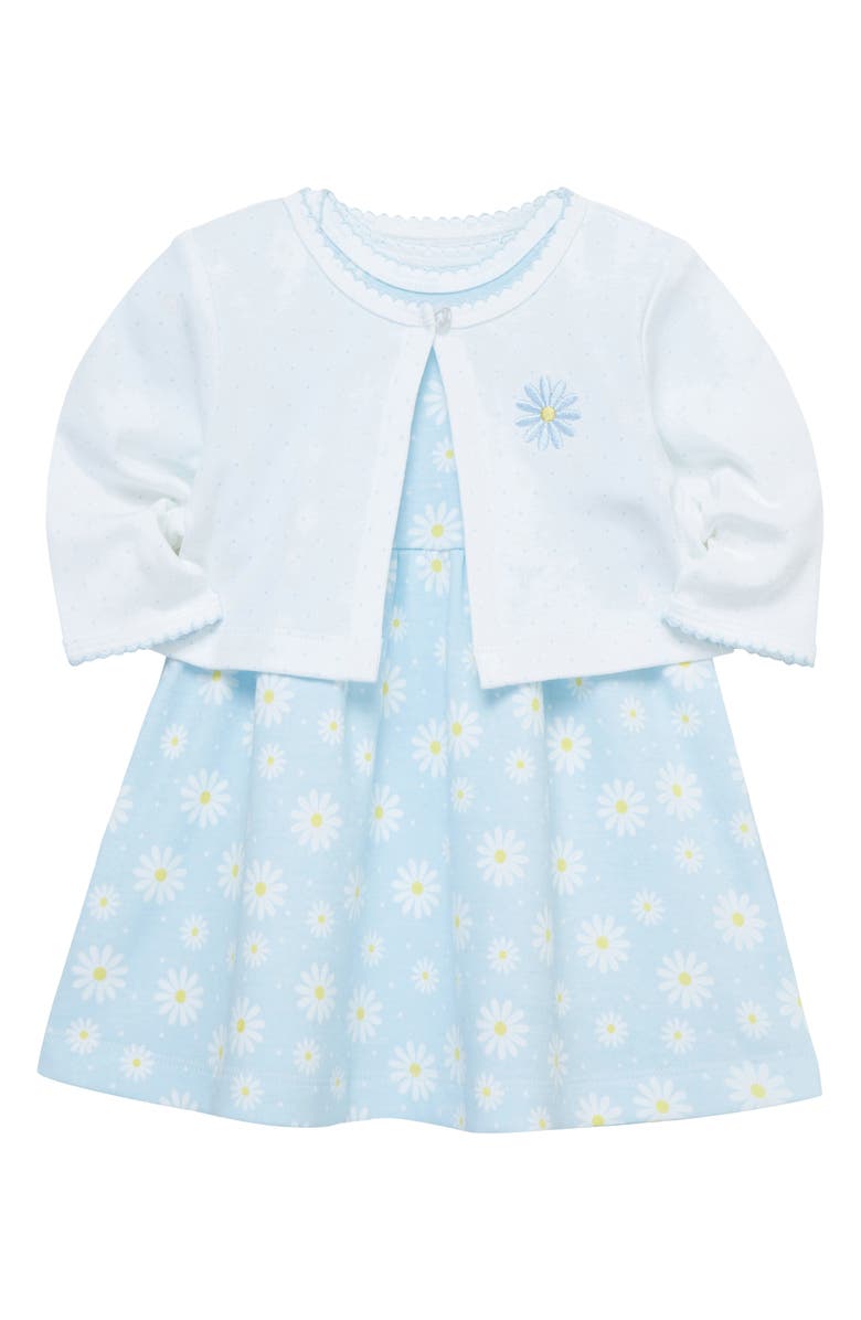 Little Me Daisy Dot Dress, Bloomers & Cardigan Set, Alternate, color, 