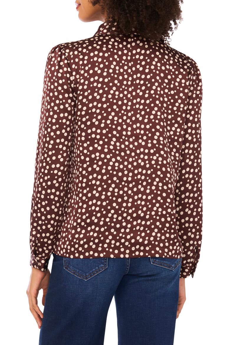 Polka Dot Long Sleeve Satin Top, Alternate, color, RAINY DAY