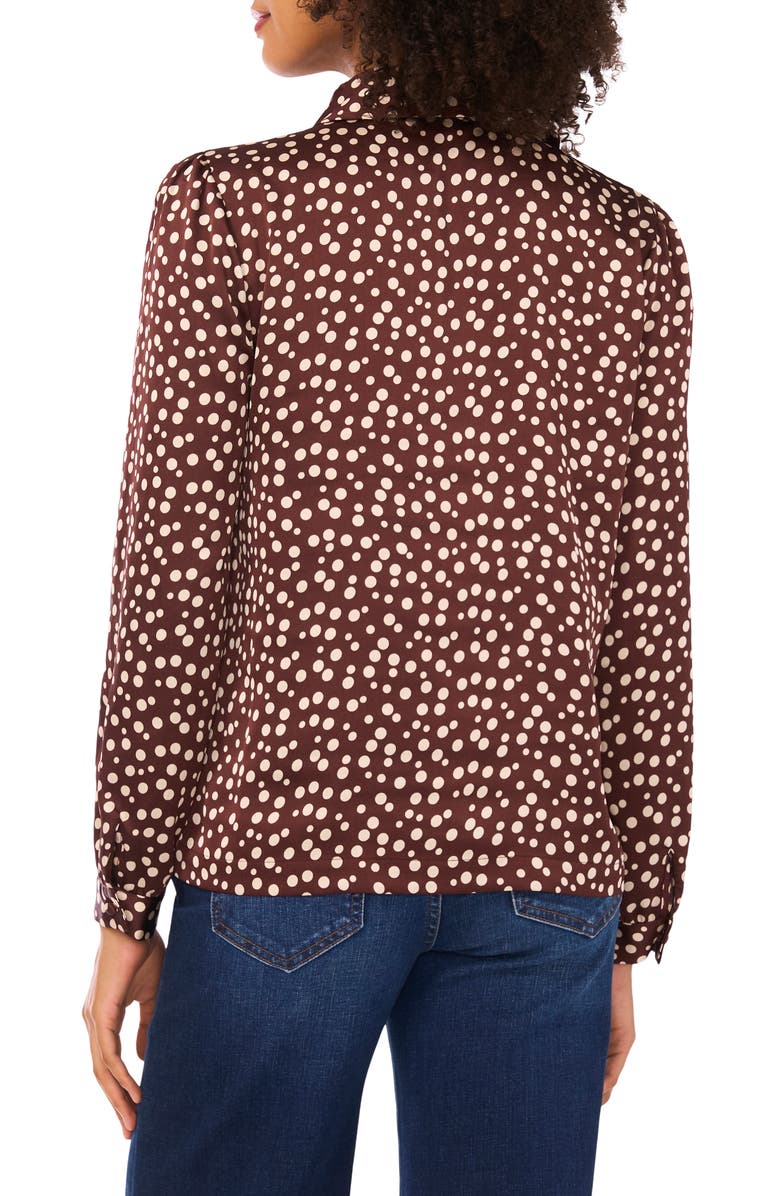 Halogen<sup>®</sup> Polka Dot Long Sleeve Satin Top, Alternate, color, Rainy Day