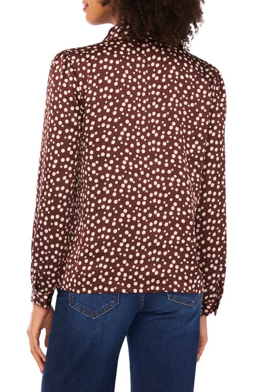 Halogen ® Polka Dot Long Sleeve Satin Top In Burgundy