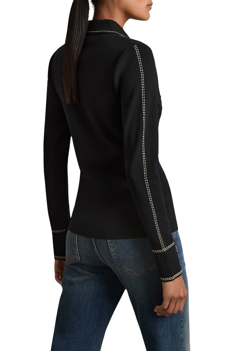 Reiss Eden Compact Knit Topstiched Press Stud Top, Alternate, color, 