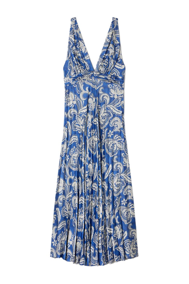 Floral print maxi dress, Alternate, color, Blue / ecru