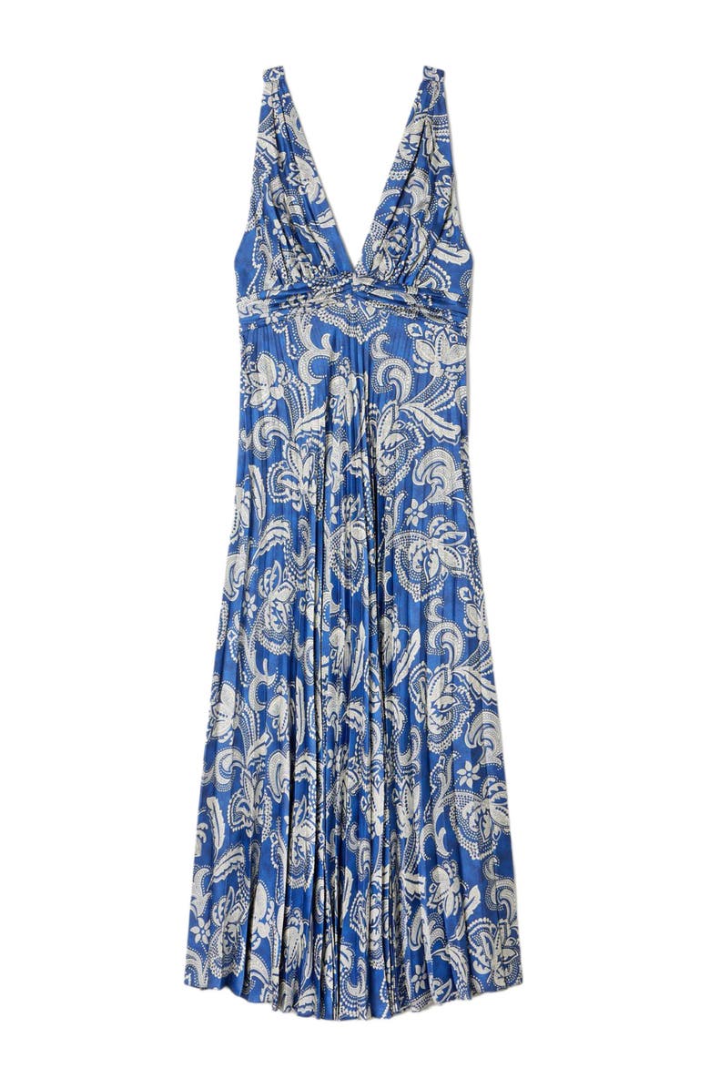 SANDRO Floral print maxi dress, Alternate, color, Blue / Ecru