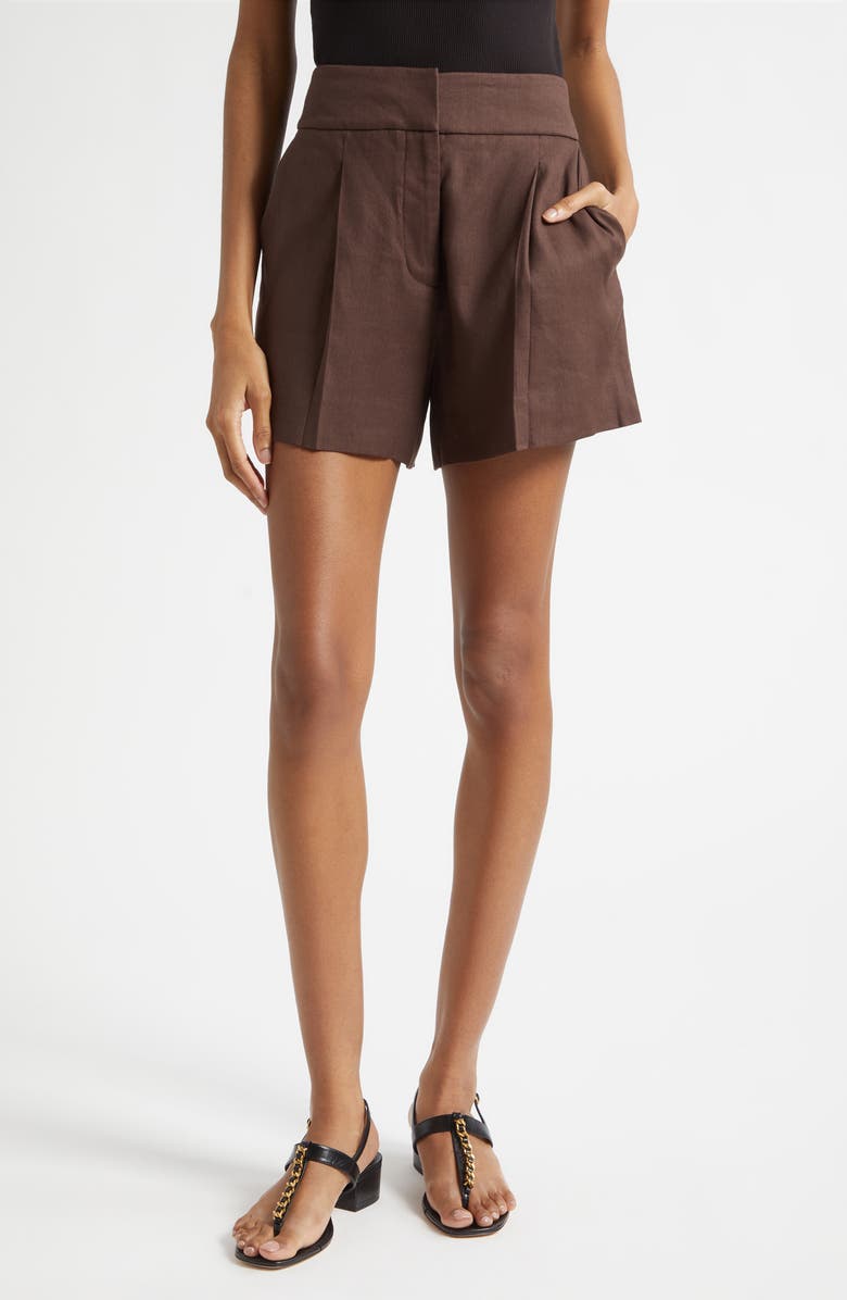 Veronica Beard Haina Linen Blend Shorts, Main, color, Dark Mocha