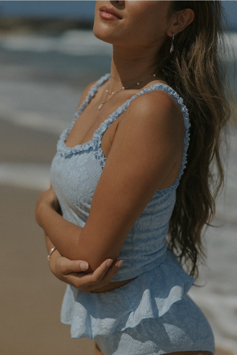Azure Top Scoop Neck Tankini Top, Alternate, color, Light Blue Floral