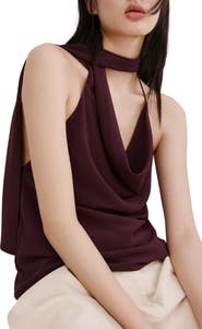 MANGO Cowl Neck Sleeveless Top