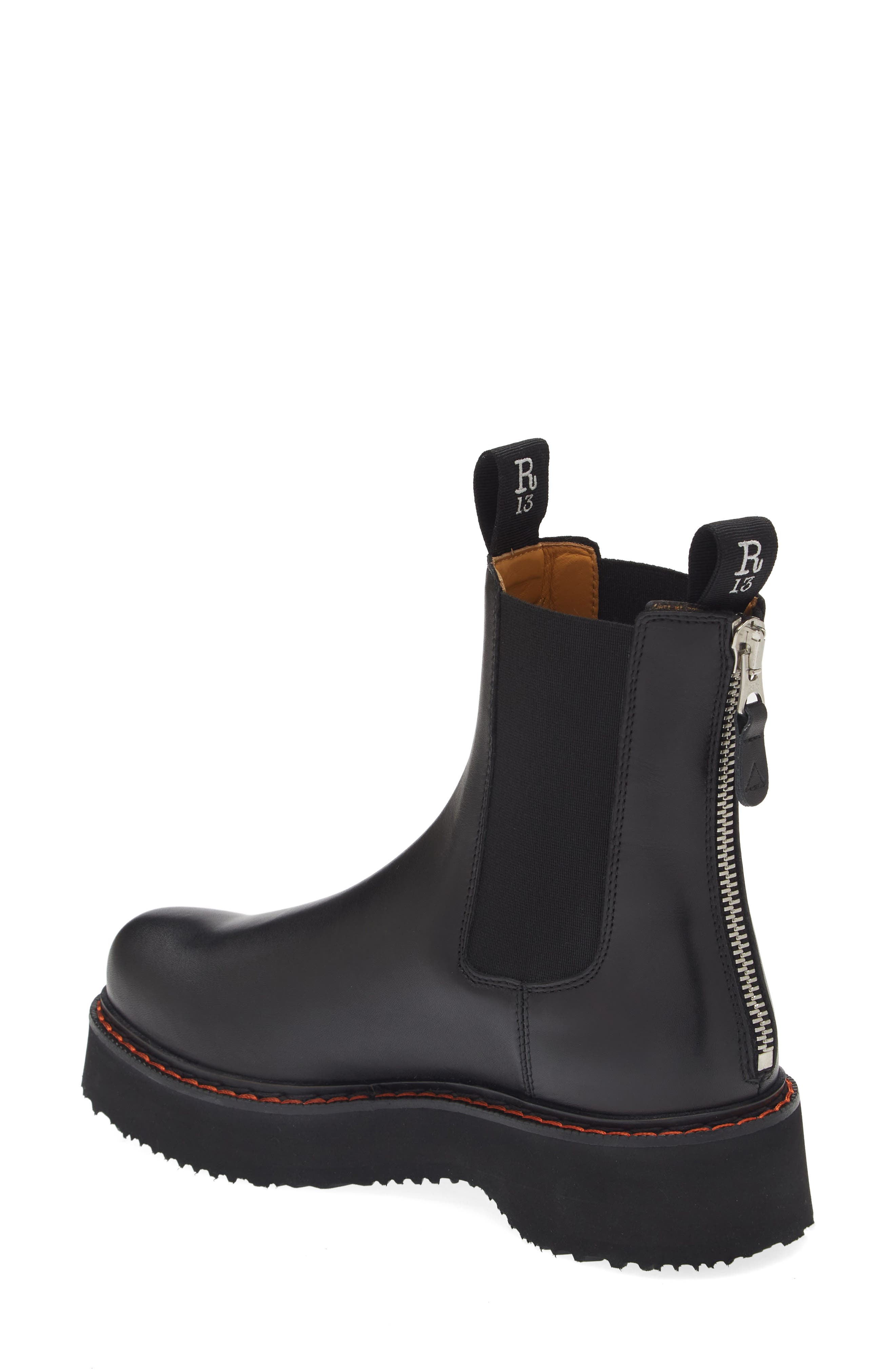 R13 Platform Chelsea Boot, Alternate, color, Black