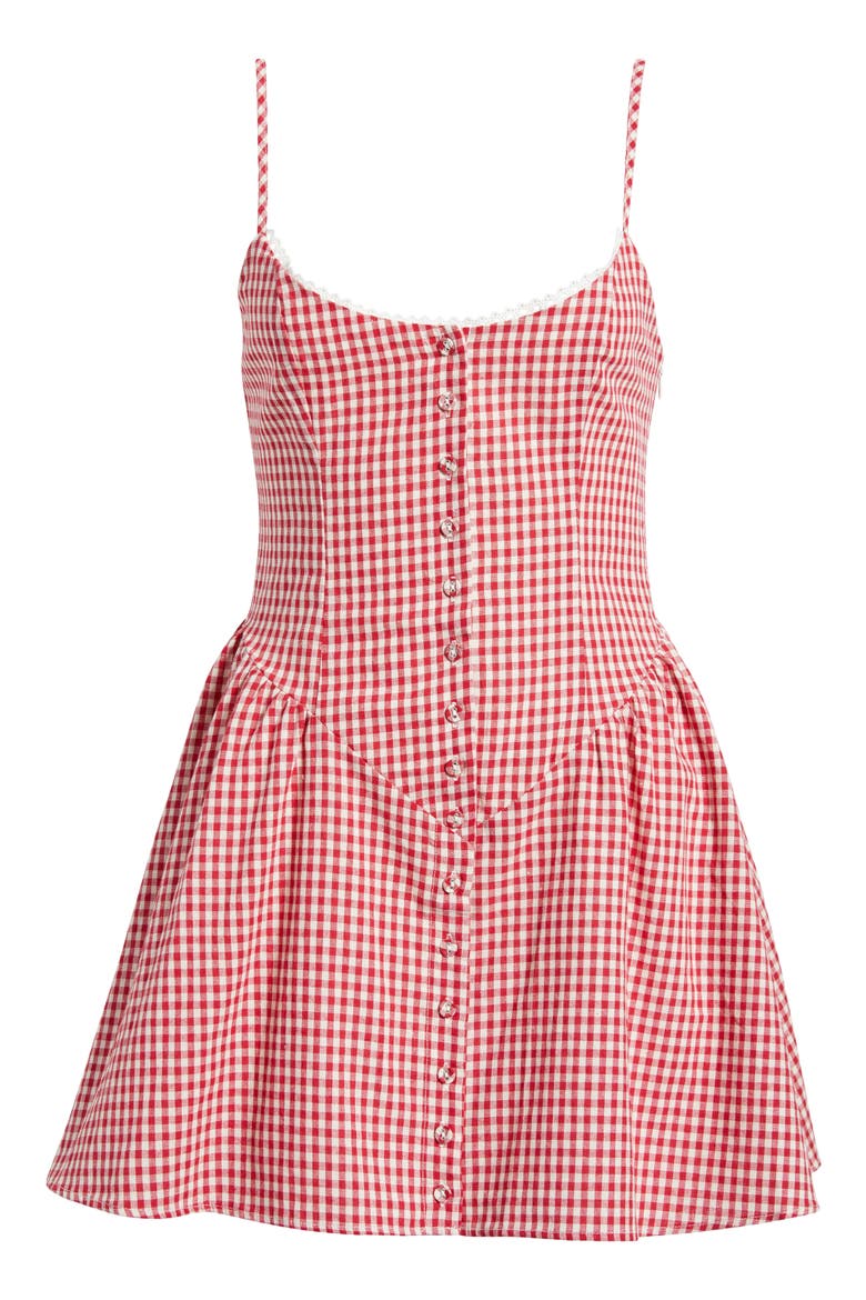 Toulouse Gingham Sleeveless Minidress, Alternate, color, RED GINGHAM