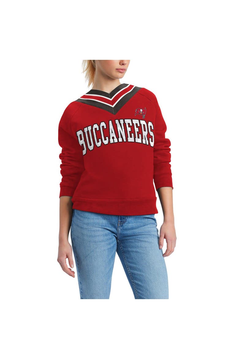 Women's Tommy Hilfiger Red Tampa Bay Buccaneers Heidi V-Neck Pullover Sweatshirt, Main, color, Red