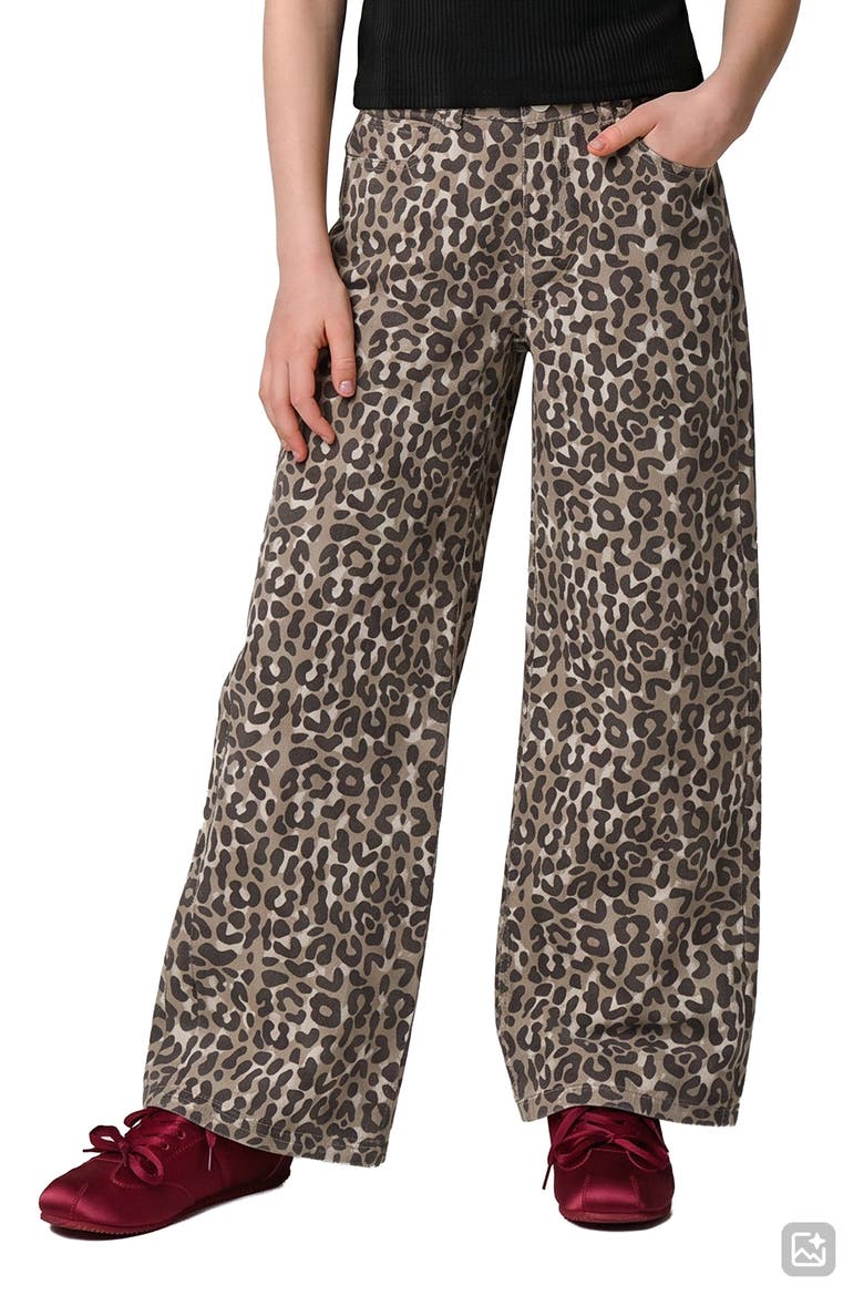 Kids' Mia Wide Leg Leopard Print Jeans, Alternate, color, LEOPARD