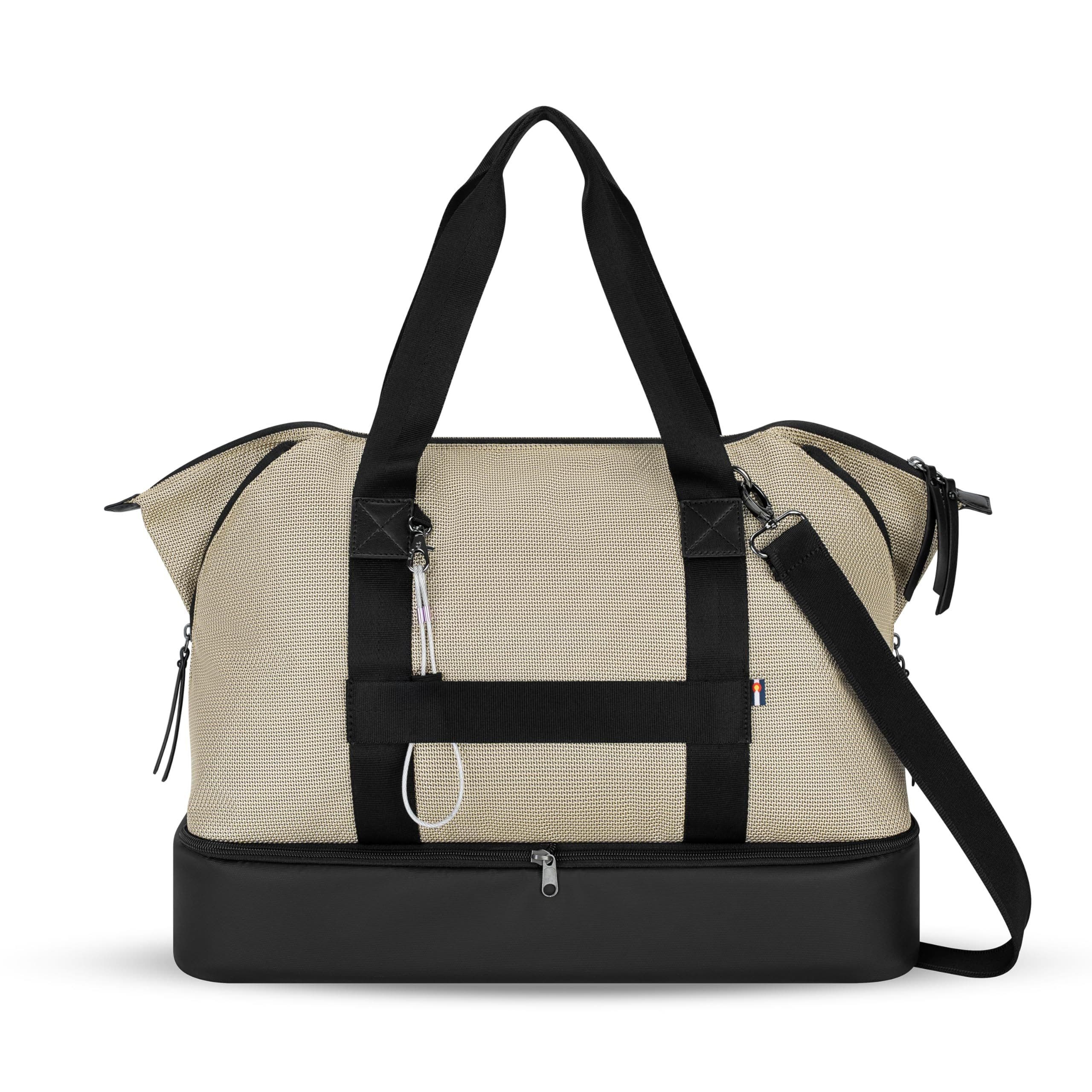 Sherpani Boston Anti Theft Travel Tote Bag with Removable Shoe Compartment, Alternate, color, Straw