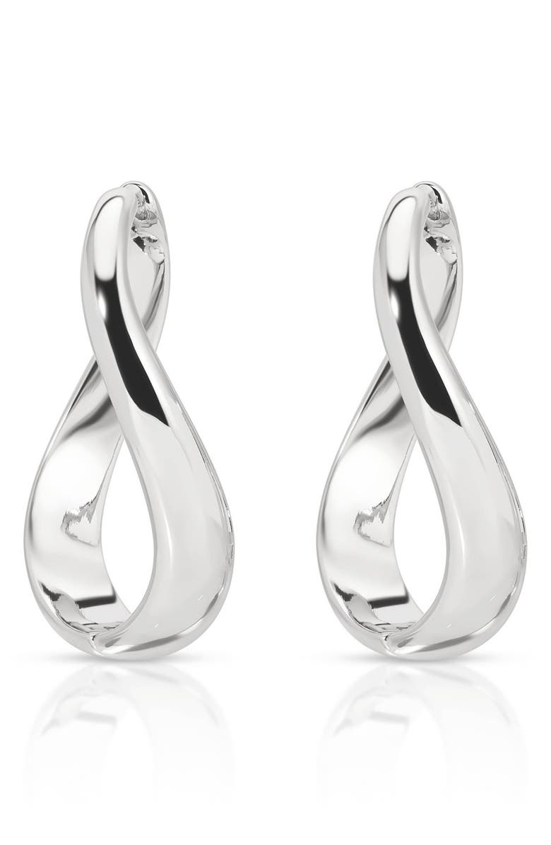 Ettika Twisted Oval Hoop Earrings, Alternate, color, Silver