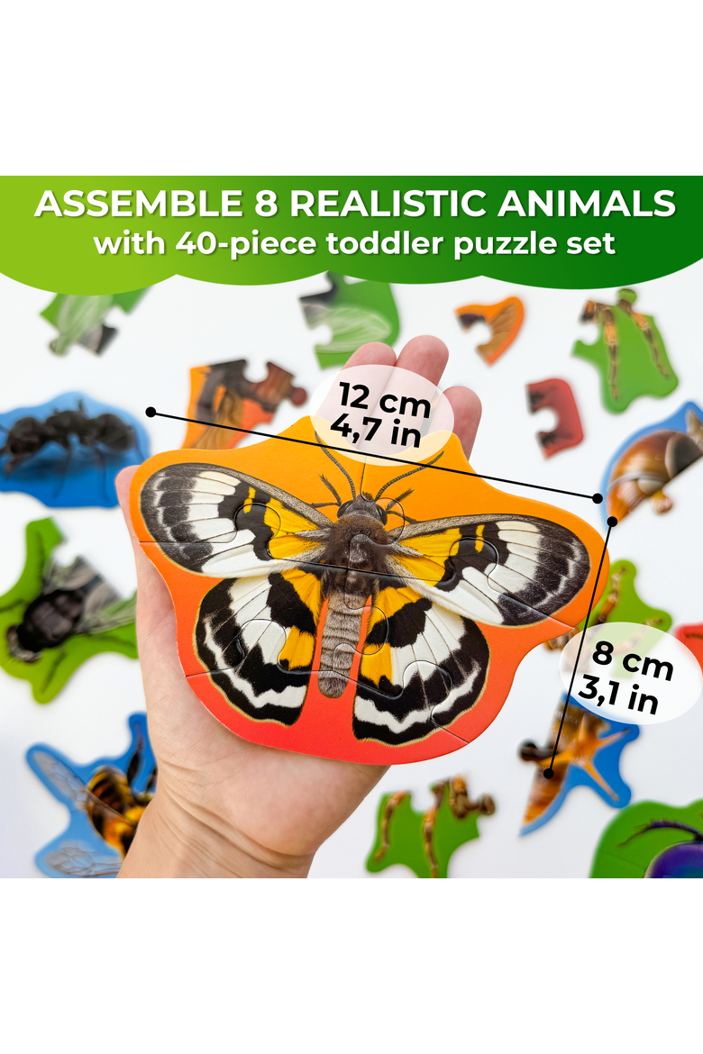 Large Floor Puzzle Set for Toddlers - 40 Piece Progressive Jigsaw Puzzles, Alternate, color, Bugs
