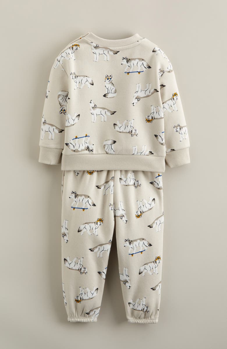 Tucker + Tate Print Fleece Sweatshirt & Sweatpants Set, Alternate, color, Grey Moonbeam Wolf Pals