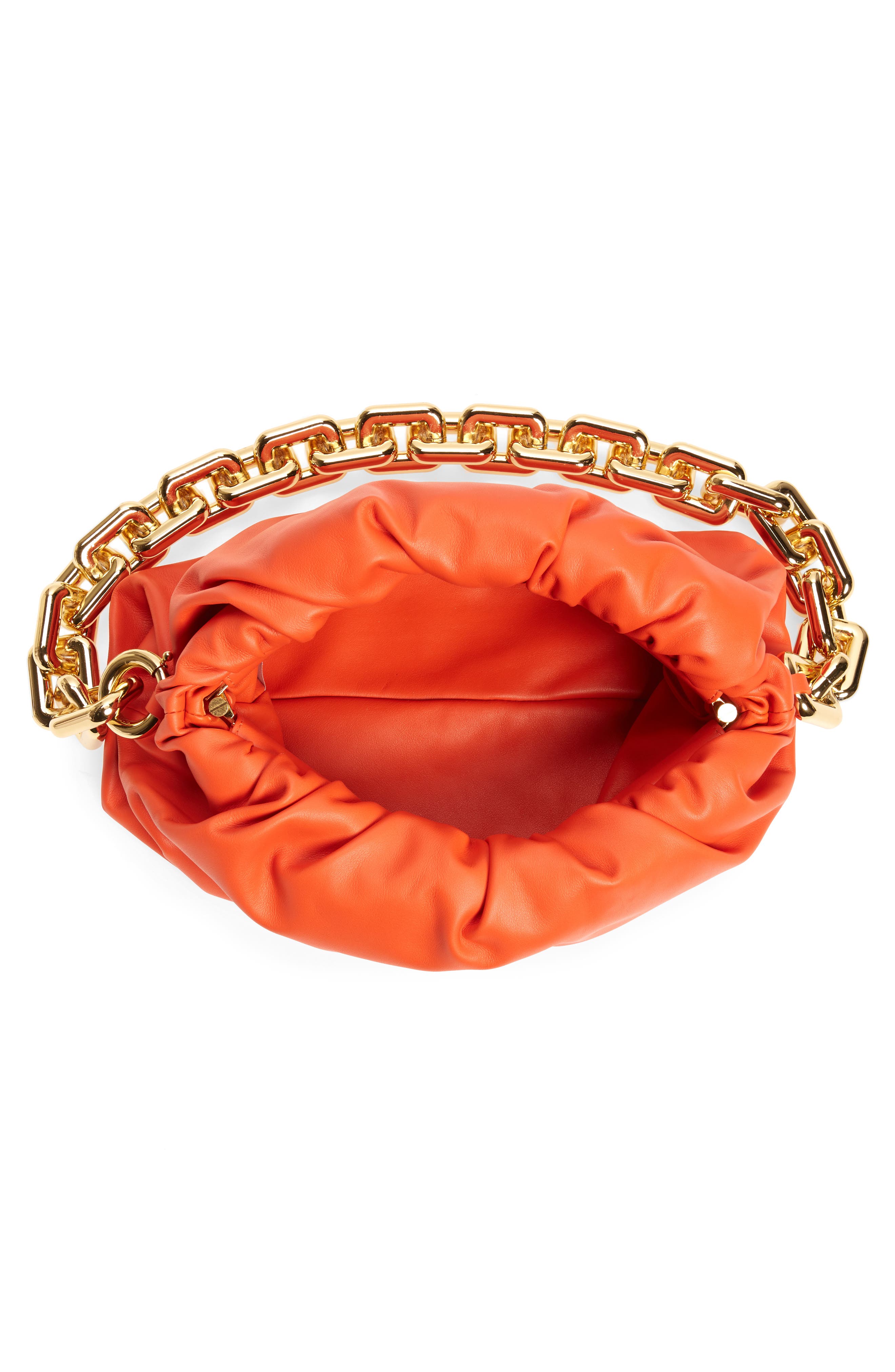 The Chain Pouch Leather Shoulder Bag, Alternate, color, ORANGE/ GOLD