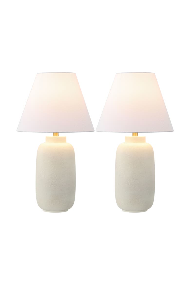 Elinore 24.5" Minimalist Scandinavian Resin/Iron Ginger Jar LED Table Lamp, Main, color, Matte Cream