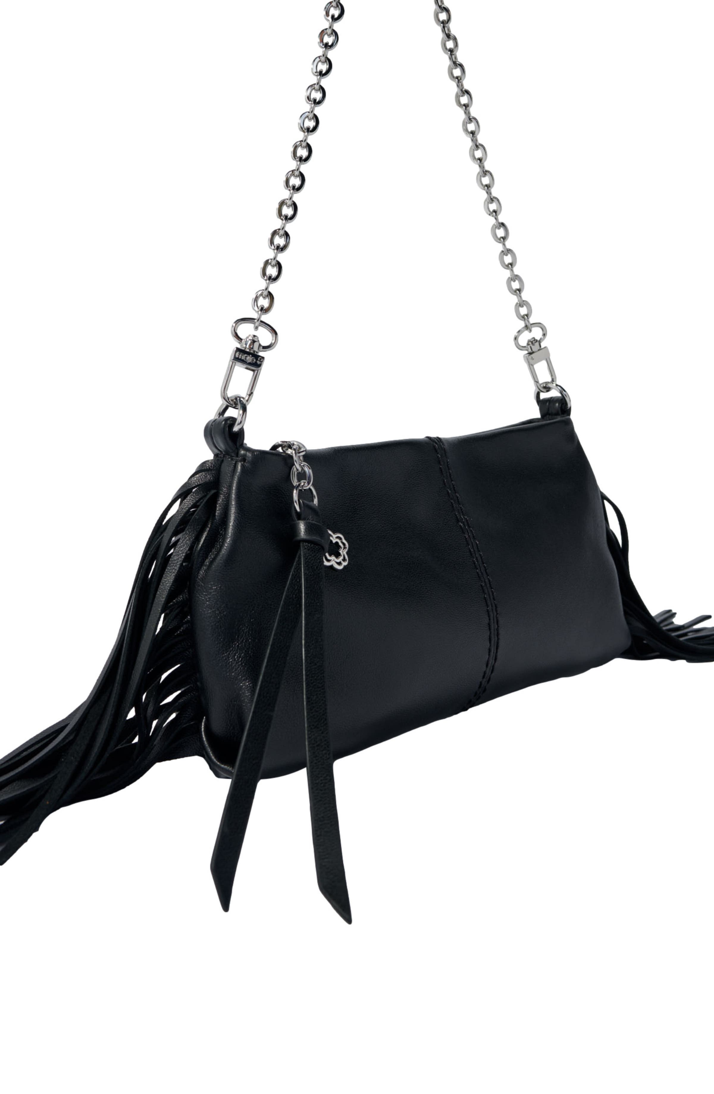 maje Miss M plain leather clutch bag, Alternate, color, 