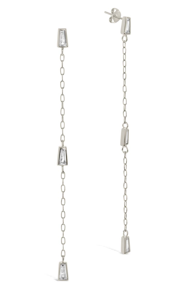 Sterling Forever Rhodium Plated Lillian CZ Drop Stud Earrings, Main, color, 