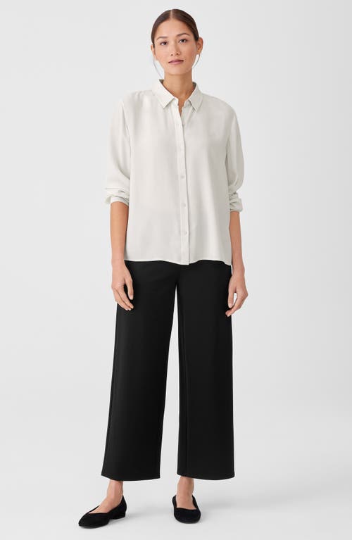 Eileen Fisher Classic Collar Easy Silk Button-up Shirt In White